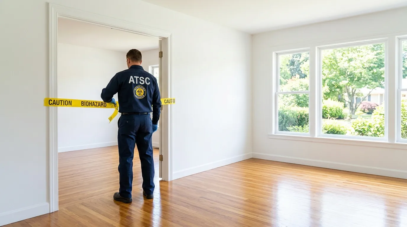 Certified biohazard cleanup crew performing Trauma Scene Cleanup in Madera